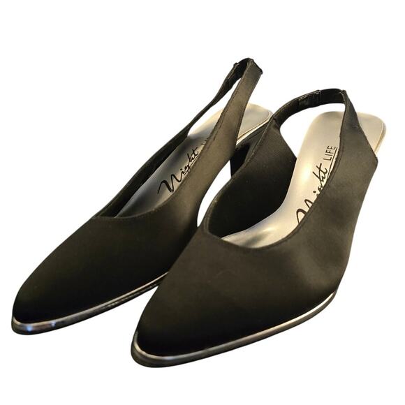 Night Life by Life‎ Stride Satin Slingback Pumps Size 9 NIB Y2K - Picture 2 of 7